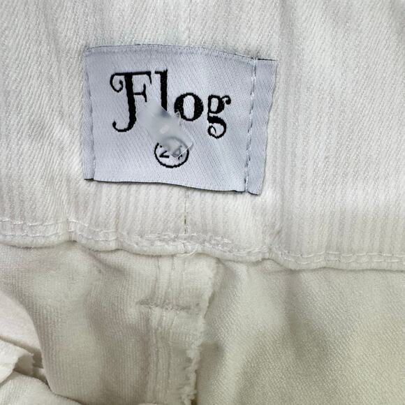 Flog Women's Bevy White Mid Rise Stretch Drawstring Cotton Blend Skinny Pants 24 - Picture 7 of 9